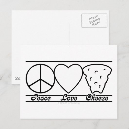 Peace Love and Cheese Briefkaart (Voorkant / Achterkant)