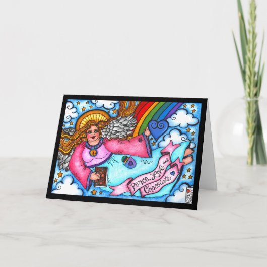 Peace Love and Chocolate Blonde Angel Kaart (Voorkant)