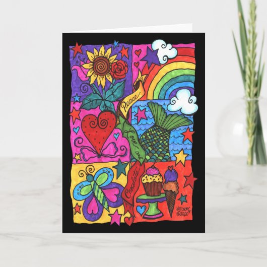 Peace Love and Chocolate Mosaic Print Card Kaart (Voorkant)