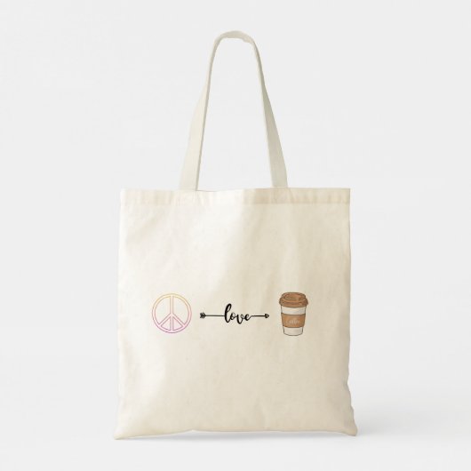 Peace, Love and Coffee Canvas tas (Achterkant)