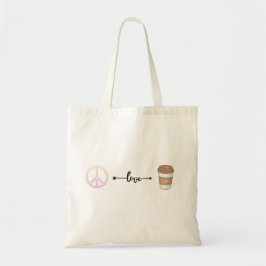 Peace, Love and Coffee Canvas tas