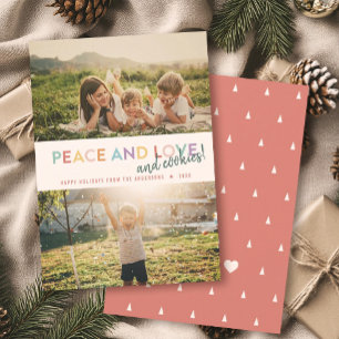 Peace Love and Cookies Fun 2 Photo Rainbow Feestdagenkaart