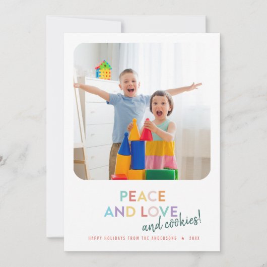 Peace Love and Cookies Fun Bright Rainbow Trees Feestdagenkaart (Voorkant)