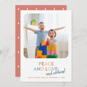 Peace Love and Cookies Fun Bright Rainbow Trees Feestdagenkaart