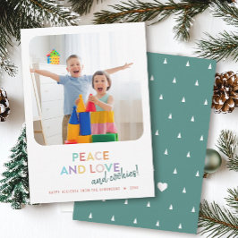 Peace Love and Cookies Fun Bright Rainbow Trees Feestdagenkaart