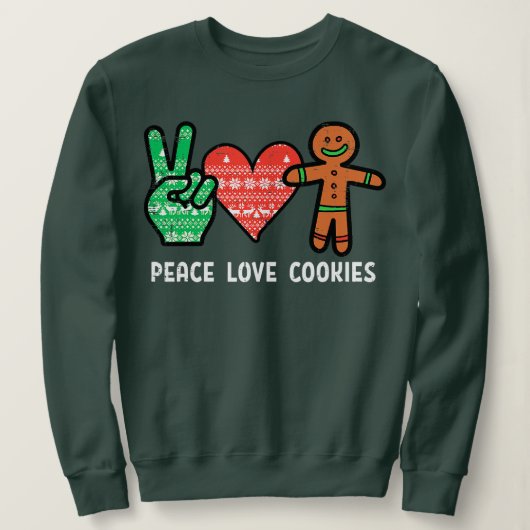 Peace Love and Cookies Santa Gingerbrood Cookie Lo Trui (Design voorkant)