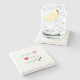 Peace Love and Cows Stenen Onderzetter