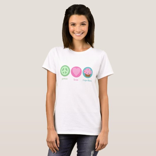 Peace Love and Cupcakes T-Shirt (Voorkant volledig)