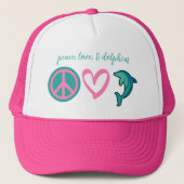 Peace, Love, and Dolphins Hat Trucker Pet (Voorkant)