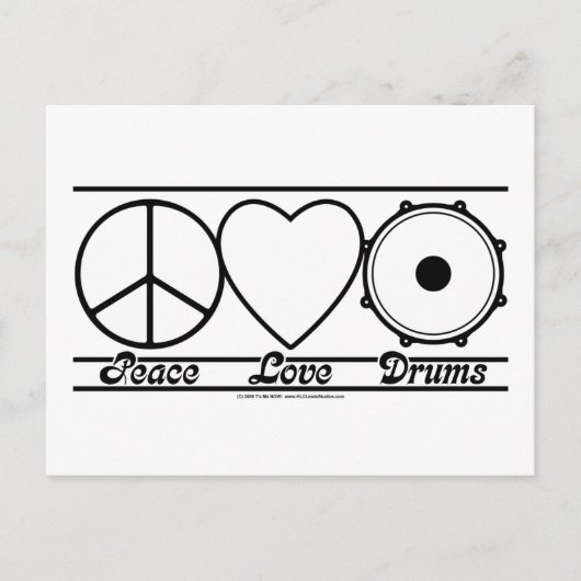 Peace Love and Drums Briefkaart (Voorkant)
