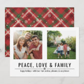 Peace Love and Family 2 Foto Feestdagenkaart (Voorkant / Achterkant)