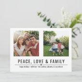 Peace Love and Family 2 Foto Feestdagenkaart (Staand voorkant)