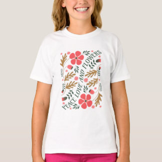 Peace, Love and Flowers – Floral Tee T-shirt