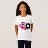 Peace Love and Flowers hot roze and black T-shirt (Voorkant volledig)