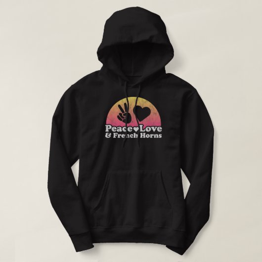 Peace Love and French Horns French Horn4 Hoodie (Design voorkant)