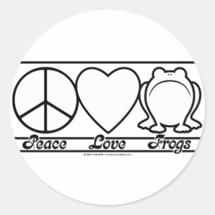 Peace Love and Frogs Ronde Sticker