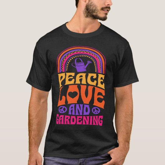 Peace Love and Gardening Bohemian Rainbow Psychede T-shirt (Voorkant)