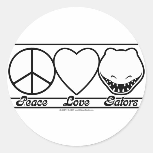 Peace Love and Gators Ronde Sticker (Voorkant)