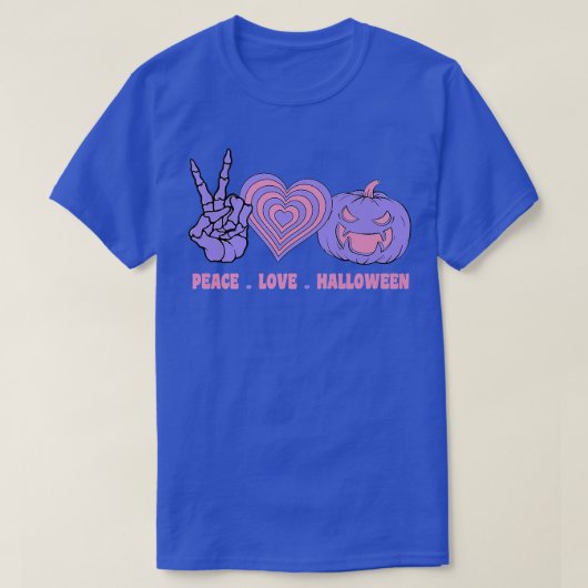 Peace Love and Halloween Peace Hand Heart Pumpkin T-shirt (Design voorkant)