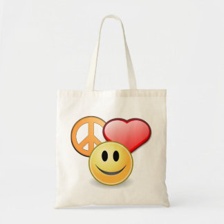 Peace Love and Happiness canvas tas