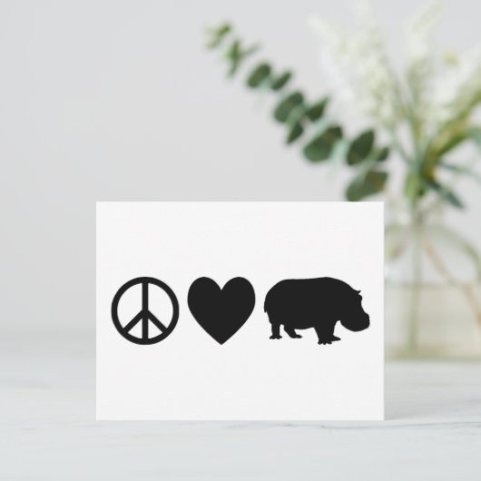 Peace Love and Hippos Briefkaart (Staand voorkant)