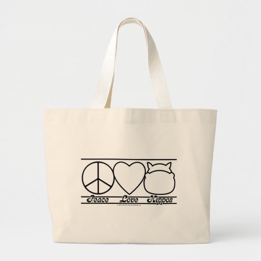 Peace Love and Hippos Grote Tote Bag (Voorkant)