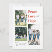 Peace Love And Hope Flat Holiday Card Feestdagenkaart (Voorkant)