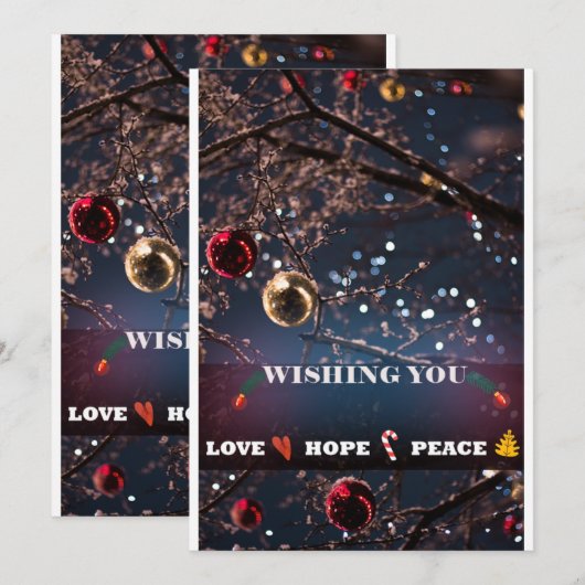 Peace Love and Hope Flat Holiday Card Feestdagenkaart (Voorkant / Achterkant)