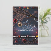 Peace Love and Hope Flat Holiday Card Feestdagenkaart (Staand voorkant)