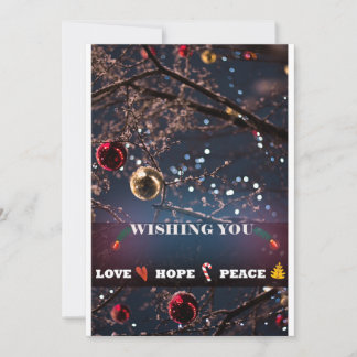 Peace Love and Hope Flat Holiday Card Feestdagenkaart