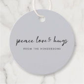 Peace Love and Hugs | Kerst met grijze peulvruchte Bedankjes Labels (Voorkant)