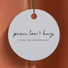 Peace Love and Hugs | Kerst met grijze peulvruchte Bedankjes Labels