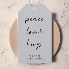 Peace Love and Hugs | Kerst met grijze peulvruchte Cadeaulabel