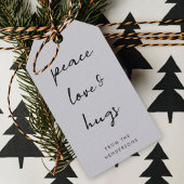 Peace Love and Hugs | Kerst met grijze peulvruchte Cadeaulabel