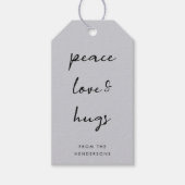 Peace Love and Hugs | Kerst met grijze peulvruchte Cadeaulabel (Voorkant)
