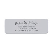 Peace Love and Hugs | Kerst met grijze peulvruchte Etiket (Voorkant)