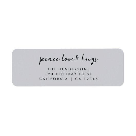 Peace Love and Hugs | Kerst met grijze peulvruchte Etiket (Voorkant)