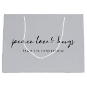 Peace Love and Hugs | Kerst met grijze peulvruchte Groot Cadeauzakje (Voorkant)