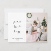 Peace Love and Hugs | kerstfoto van Dove Grey Feestdagenkaart (Voorkant)