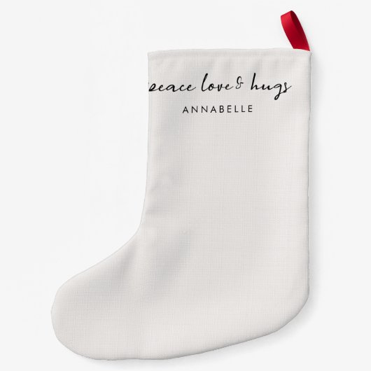 Peace Love and Hugs Minimal Kersthonk Grey Kleine Kerstsok (Achterkant)