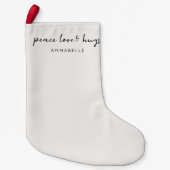 Peace Love and Hugs Minimal Kersthonk Grey Kleine Kerstsok (Voorkant)
