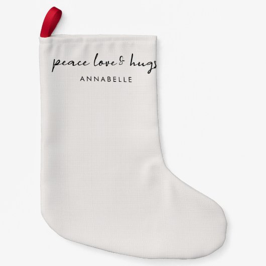 Peace Love and Hugs Minimal Kersthonk Grey Kleine Kerstsok (Voorkant)