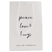 Peace Love and Hugs Minimal Kersthonk Grey Medium Cadeauzakje (Voorkant)