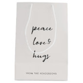 Peace Love and Hugs Minimal Kersthonk Grey Medium Cadeauzakje (Achterkant)