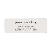 Peace Love and Hugs | Minimale kerstaven grijs Etiket (Voorkant)