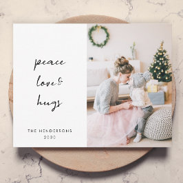 Peace Love and Hugs | Minimale kerstfoto Feestdagenkaart