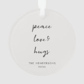 Peace Love and Hugs | Minimale kerstfoto Ornament (achterkant)