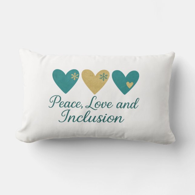 Peace, Love and Inclusion | Inclusive Holiday Kussen (Voorkant)