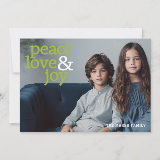 Peace Love and joy 1 Photo Modern typografie Feestdagenkaart (Voorkant)