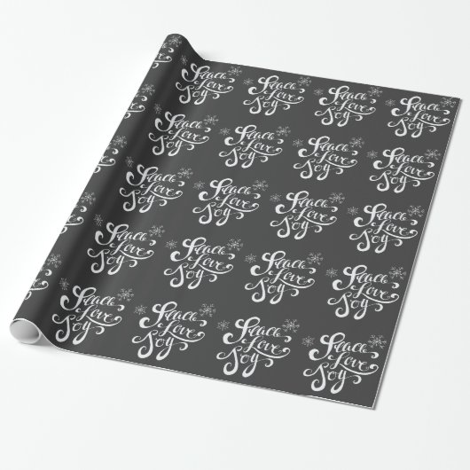 Peace, Love and Joy Chalkboard Holiday Wrap Paper Cadeaupapier (Uitgerold)